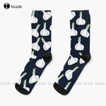 New Cute Garlic Socks Halloween Socks Women Personalized Custom Unisex Adult Socks Popularity Holiday Gifts Teen Socks