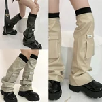 Gothic Womens PU Leathers Leg Warmers Socks Punk Leg Sleeve for Students Girl DropShip