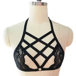 Goth Hollow Lace Body Harness Bra Women Adjustable Cross Black Rave Wear Sexy Lingerie Fetish Adjustable Bra Body Cage