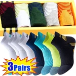 3pairs Professional Marathon Running Sock Men Sports Breathable Fitness Thickened Cushioned Short Tube Low Cut Boat Ankle Socks