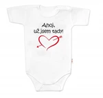 Body krátký rukáv Ahoj už jsem tady!, Baby Nellys, bílé, vel. 80 (9-12m)