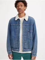 Levi&#39;s Modrá pánská džínová bunda Levi's® Type 1 Sherpa Trucker Fall Bre - Pánské