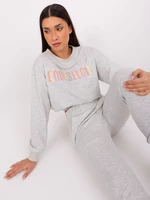 Light gray casual set with sweatshirt with colorful lettering