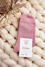 Women's cotton socks with pink embossing