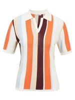 Orange-Cream Light Striped Short Sleeve Sweater ORSAY - Women