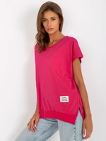 Fuchsia Women's Oversize Blouse with Patch