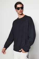 Trendyol Anthracite Men's Basic Oversize/Wide Cut Crew Neck Soft Brushed Thessaloniki Sweatshirt.