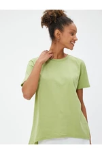 Koton Basic T-shirt with Short Sleeves, Crew Neck Asymmetrical Cut.