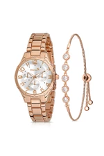 Polo Air Cut Glass Women's Wristwatch Luxury Zircon Stone Bracelet Combination Gold Color