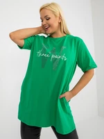 Green long blouse of larger size with pockets
