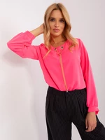 Fluo pink formal blouse with long sleeves