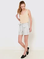 Grey-white linen striped shorts CAMAIEU - Ladies