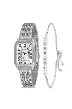 Polo Air Vintage Roman Numeral Women's Wristwatch Zircon Stone Waterway Bracelet Silver Color