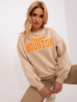 Beige hooded sweatshirt with long sleeves