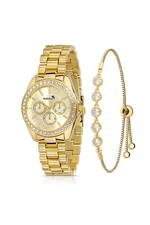Polo Air Single Row Stone Women's Wristwatch Luxury Zircon Stone Bracelet Combination Gold Color