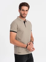 Ombre Men's cotton polo shirt - light brown