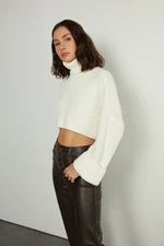 VATKALI Turtleneck Crop Sweater Ecru