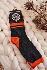 Women's Two-Color Socks with Stripes Graphite - Orange