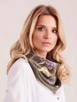 Khaki scarf with flowers