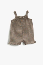 Koton Baby Girl Brown Plaid Playsuit