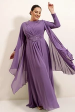 By Saygı Beading Embroidered Shoulders And Waist Pleated Long B.B. Chiffon Dress Wide Size Range Mint. By Saygı Beading Embroidered Shoulders And Waist Pleated Long B.B. Chiffon Dress Wide Size Range Mint.