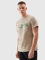 Pánské tričko regular s potiskem - béžové