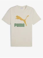 Men's Cream T-Shirt Puma Classics Logo Tee - Men's