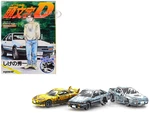 "Initial D" 3 Car Set with Manga-Style Display Backgrounds 1/64 Diecast Model Cars by Kyosho