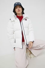 Péřová bunda Tommy Jeans dámská, bílá barva, DW0DW14661