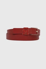 Kožený pásek Tommy Hilfiger dámský, červená barva, AW0AW15763