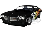 1971 Pontiac GTO Black with Flame Graphics "Bigtime Muscle" Series 1/24 Diecast Model Car by Jada