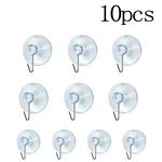 10pcs Clear Sucker Hooks Strong Suction Clothes Coat Metal Hanging Hook Non-Marking Hooks Storage For Kitchen Bathroom