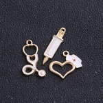 15pcs 3 Styles Medicine Charms Syringe Charms Pendants Jewelry Making Stethoscope Charms For DIY Handmade Craft