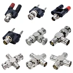 1Pcs Q9 BNC BANANA Tee Type 3way 4way Splitter Connector BNC To BNC Male Female RF Coaxial Adapter Copper Brass Fast Delivery