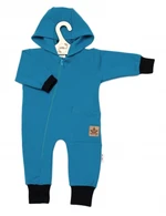 Teplákový overal s kapsičkou a kapucí BOY, Baby Nellys, petrolejový, vel. 74 (6-9m)