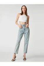 Koton High Waist Jeans Volný střih Light Slim Leg - Mom Jeans