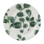 HOUSE DOCTOR Bielo–zelený papierový tanier Dahra Mia