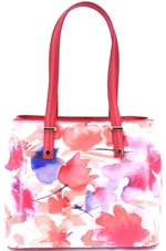 Dámská kožená kabelka s květovaným vzorem Arteddy - červená