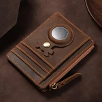 Menico Men Genuine Leather Air Bag Positioning Coin Purse Multiple Card Slots Document Storage Wallet