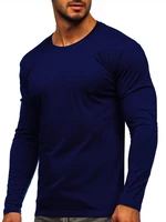 Tmavě modré pánské tričko s dlouhým rukávem bez potisku Bolf 2088L