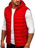 Červená pánská prošívaná vesta s kapucí Bolf HDL88003