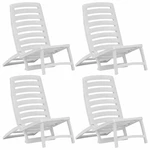 Skládací plážové židle 4 ks plast Dekorhome Bílá,Skládací plážové židle 4 ks plast Dekorhome Bílá