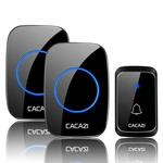 CACAZI A60 Waterproof Wireless Music Doorbell LED Light Battery 300M Remote Home Cordless Call Bell58 Chime 1 Button 2