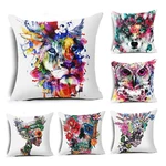 Honana 45x45cm Home Decoration Colorful Oil Painting Animals and Skull 6 Optional Patterns Cotton Linen Pillowcases Sofa