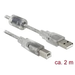 Delock #####USB-Kabel USB 2.0 #####USB-A Stecker, #####USB-B Stecker 2.00 m priehľadná s feritovým jadrom