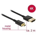 Delock HDMI prepojovací kábel #####HDMI-A Stecker, #####HDMI-Micro-D Stecker 2.00 m čierna 84783 pozlátené kontakty ####
