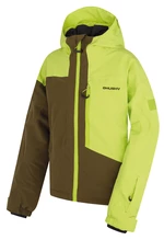 Husky Gomez Kids 140-146, br. green/dk. khaki Dětská ski bunda