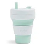Bielo-zelený skladací hrnček Stojo Biggie Mint, 470 ml