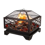 Outdoor Garden Fire Pit BBQ Firepit Brazier Square Table Stove Patio