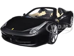 Ferrari 458 Italia Spider Matt Black 1/24 Diecast Car Model by Hot Wheels